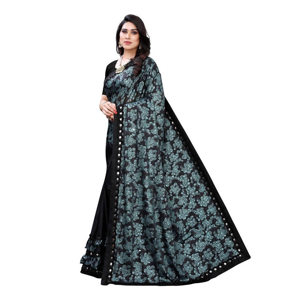 Vamika Black Lycra Designer Saree (Niya Black) | Grocsy