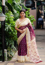 Maroon Polycotton Ethnic Motifs Saree with Unstitched Blouse - A2M | Grocsy
