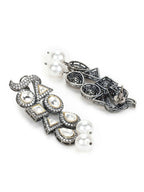 Long Zircon Pearl Danglers- Ruby Raang | Grocsy