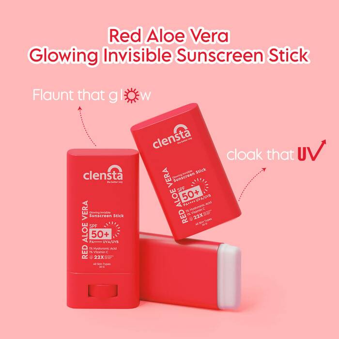Red Aloe Vera Glowing Invisible Sunscreen Stick with SPF 50 | Grocsy