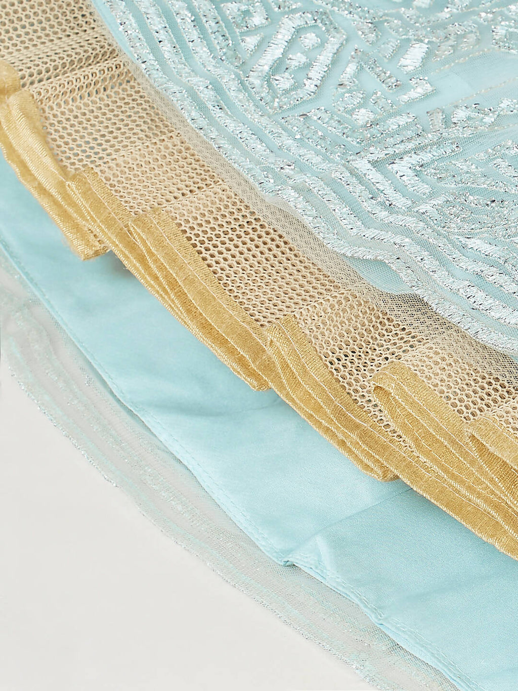 House of Panchhi Turquoise Blue Net Gotapatti Work Lehenga & Blouse, Dupatta | Grocsy