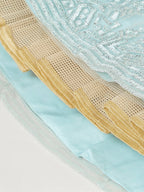 House of Panchhi Turquoise Blue Net Gotapatti Work Lehenga & Blouse, Dupatta | Grocsy