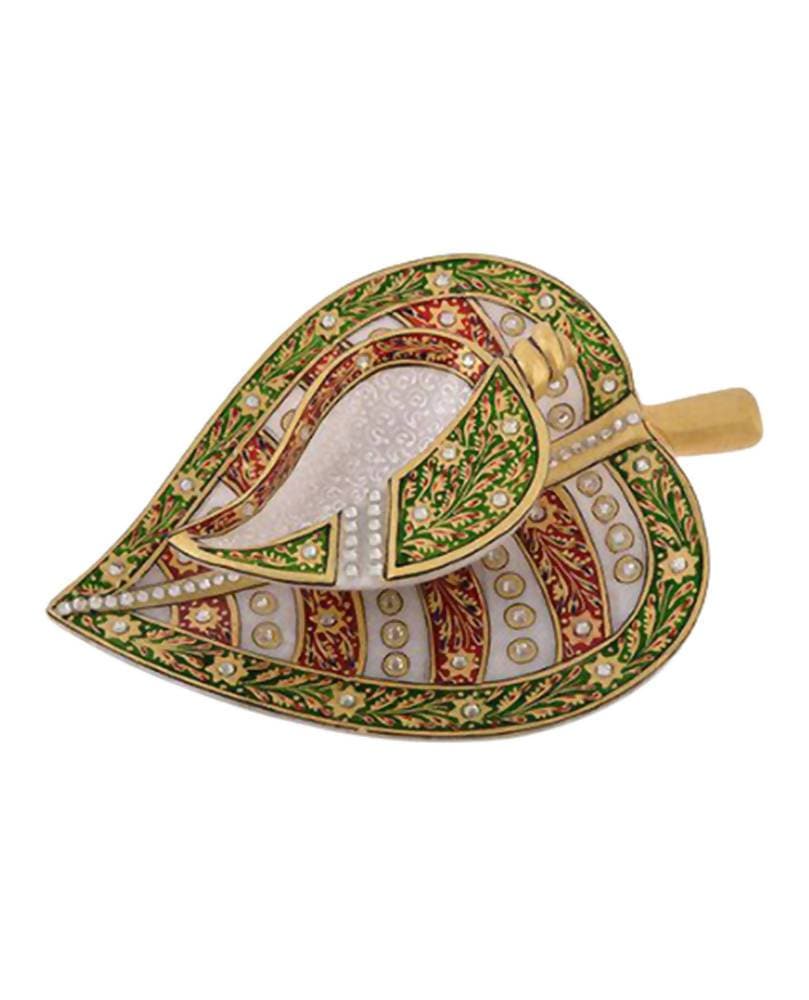 Puja N Pujari Marble Leaf Shape Sindoor Dani | Grocsy