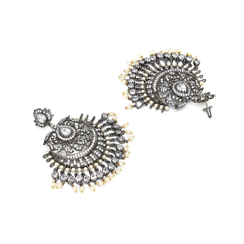 Pearl Silver Plated Earrings- Ruby Raang