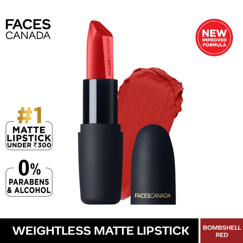 Faces Canada Weightless Matte Finish Lipstick - Bombshell Red 09 | Grocsy