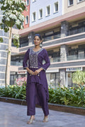 Joban Fashion Purple Cotton Premium Pure Viscose Dola With Handwork Kurta set | Grocsy
