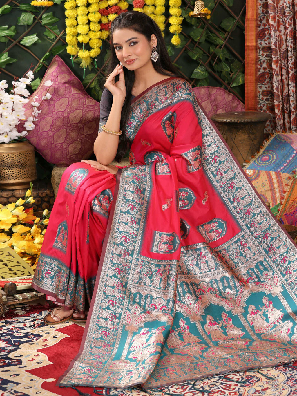 Shree Shyam Fashion Silk Pink Saree | Grocsy