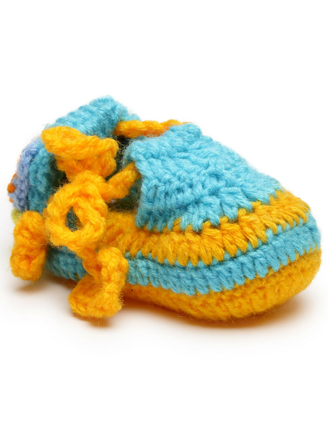 Chutput Kids Woollen Hand Knitted Self Desgin Detailed Booties - Yellow | Grocsy