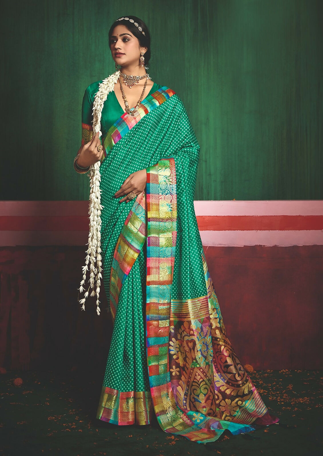Joban Fashion Tushar Silk Bottle Green Colored With Zari Border And Designer Pallu Saree | Grocsy