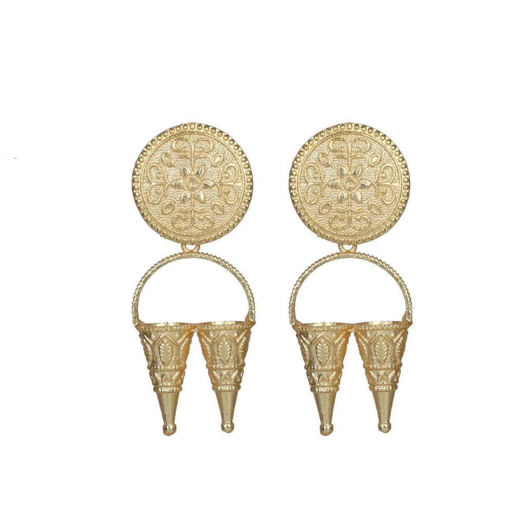 Joban Fashion Women Matte Gold Brass Earrings | Grocsy