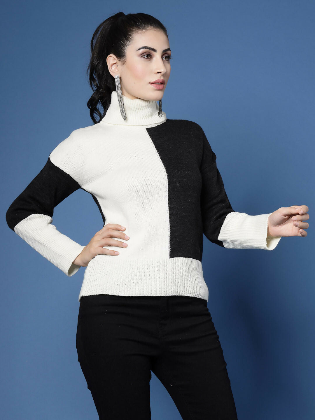 Women Winter Off White Acrylic Sweater - Wool Trees | Grocsy