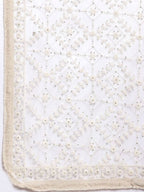 Myshka Women's White Net Solid Casual Dupatta | Grocsy