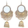 MS Fashion India Gold Color Half Moon Style Mirror Jhumka Earrings | Grocsy