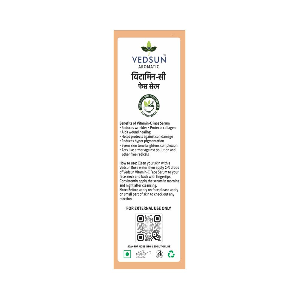 Vedsun Naturals Vitamin C Face Serum Anti Ageing Daily Glow for Men & Women | Grocsy