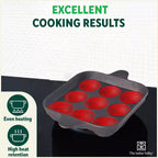 The Indus Valley 9 Pit/Cup CASTrong Cast Iron Paniyaram/Appe Pan+ Spatula, Pre-seasoned, Natural Nonstick, 100% Pure, Toxin-free, 18.2 cm, 1.34 kg | Grocsy
