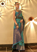 Trendy Weaving Silk Teal Green Designer Saree - Emponline | Grocsy
