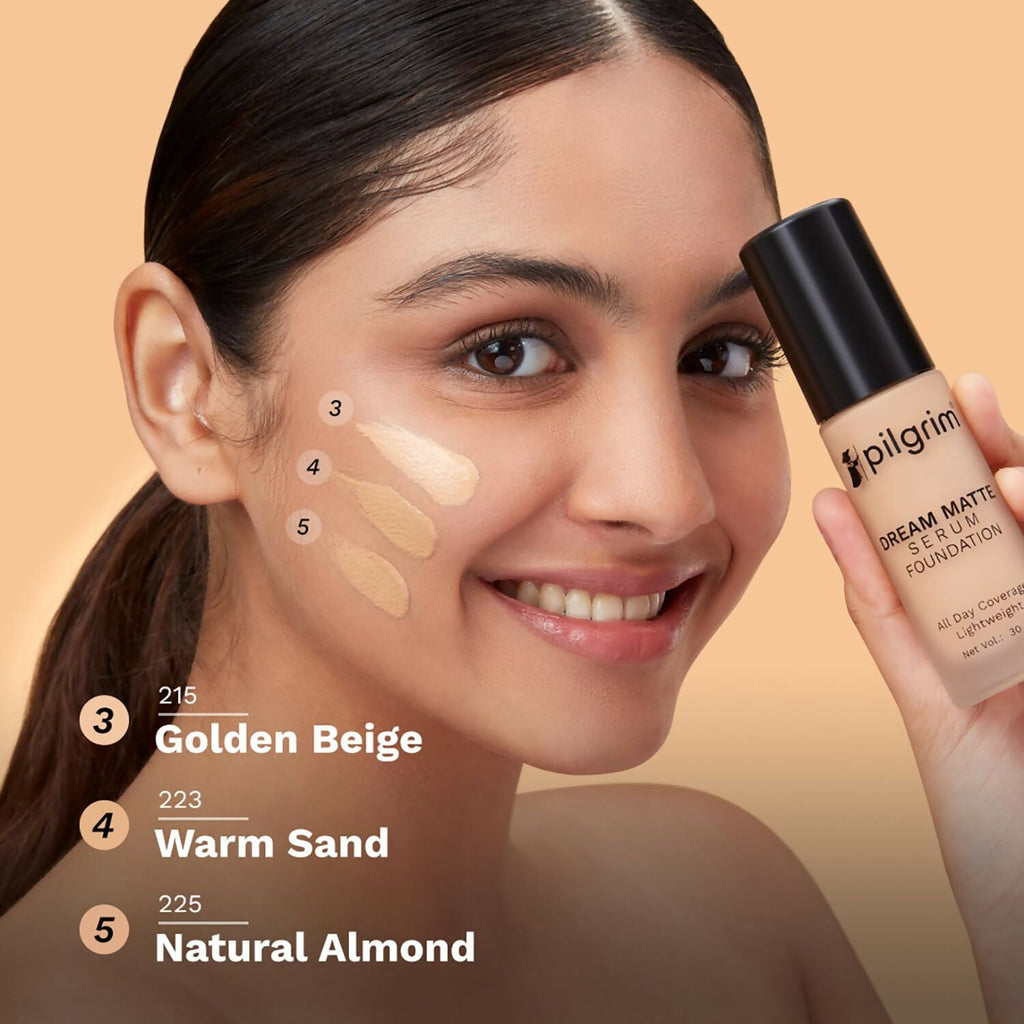 Pilgrim Dream Matte Serum Foundation With Matte & Poreless All Day Coverage Lightweight - Golden Beige | Grocsy