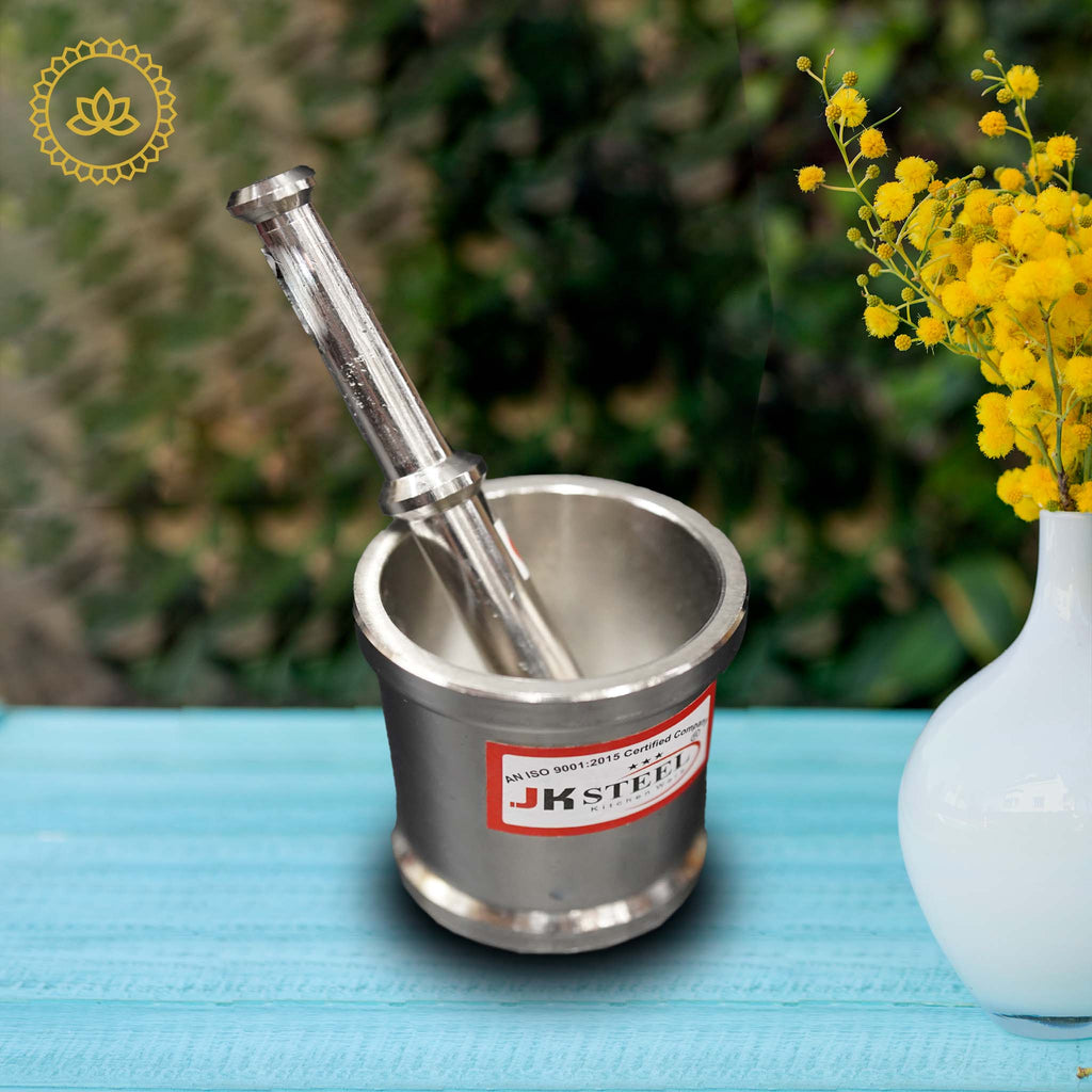 Stainless Steel Mortar & Pestle Set: Perfect for NRI Kitchen Delights | Grocsy