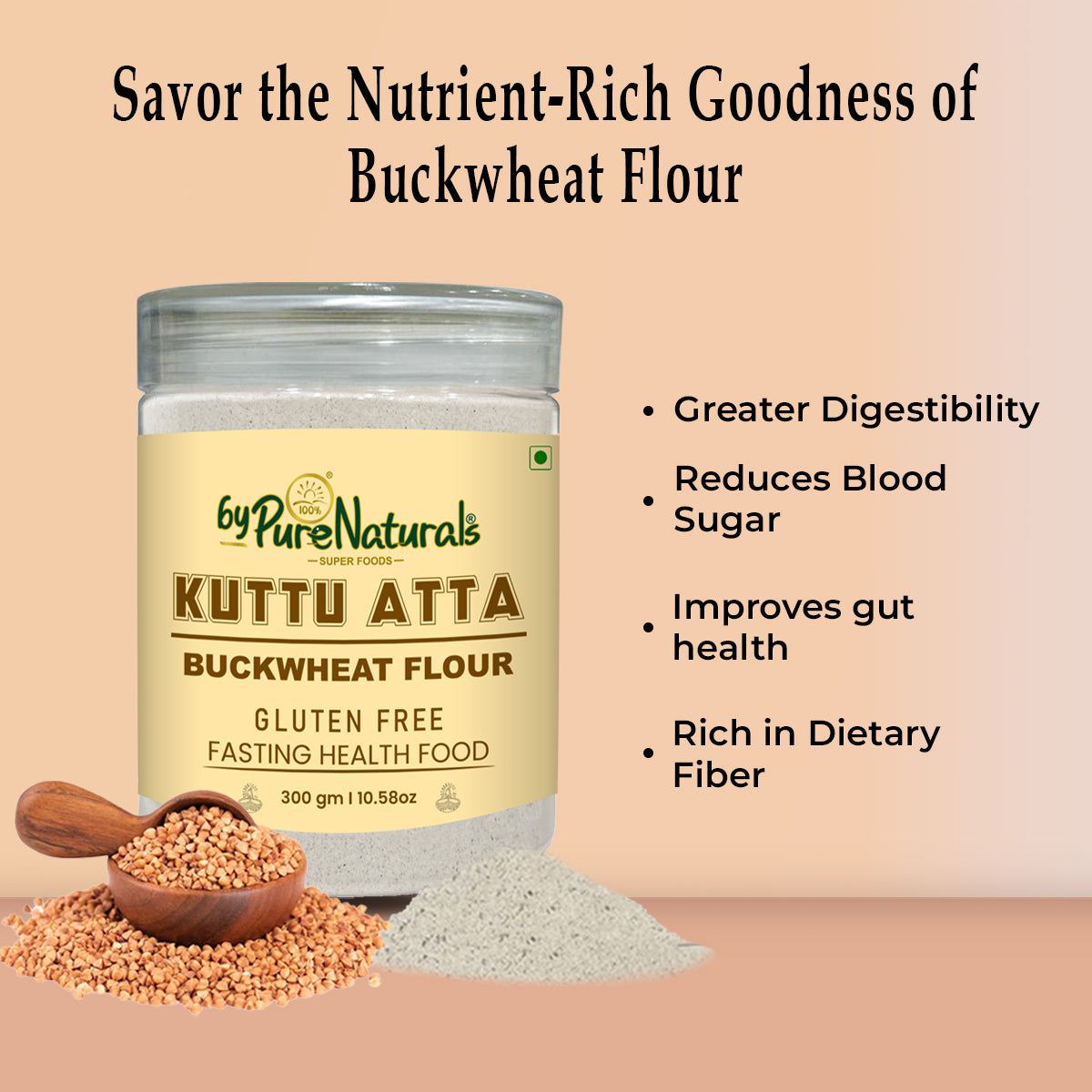 byPureNaturals Kuttu Vrat Atta (Buckwheat Flour) | Grocsy