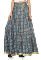 Mominos Fashion Moeza Cotton Grey Printed Lehenga (Lancha) | Grocsy