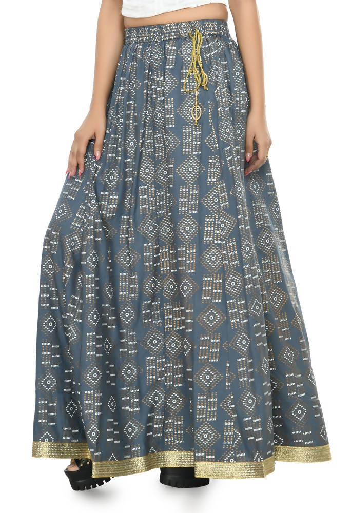 Mominos Fashion Moeza Cotton Grey Printed Lehenga (Lancha) | Grocsy