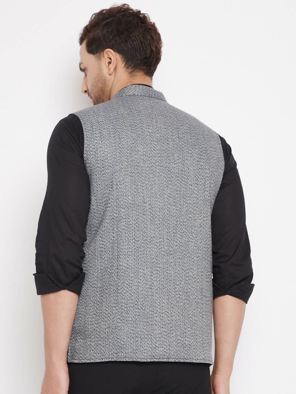Even Apparels Grey Merino Men Woven Nehru Jacket PW689 | Grocsy
