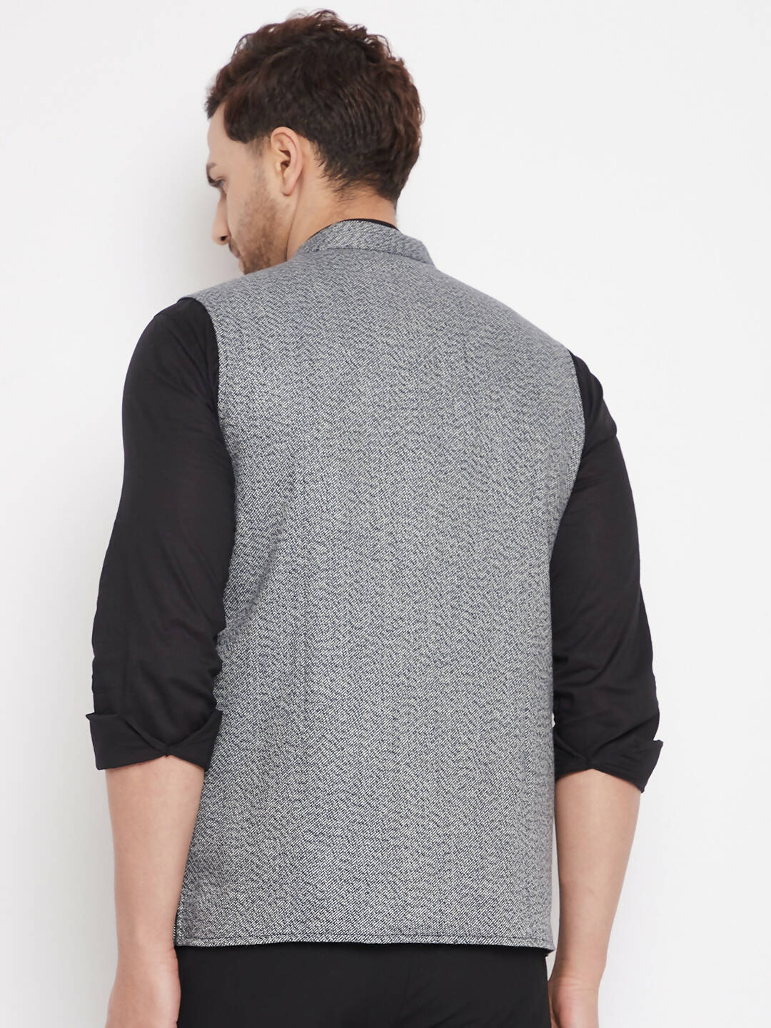 Even Apparels Grey Merino Men Woven Nehru Jacket PW689 | Grocsy