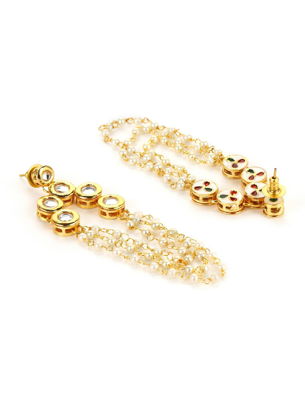 Gold-Polished Off White Contemporary Drop Earrings - Ruby Raang | Grocsy