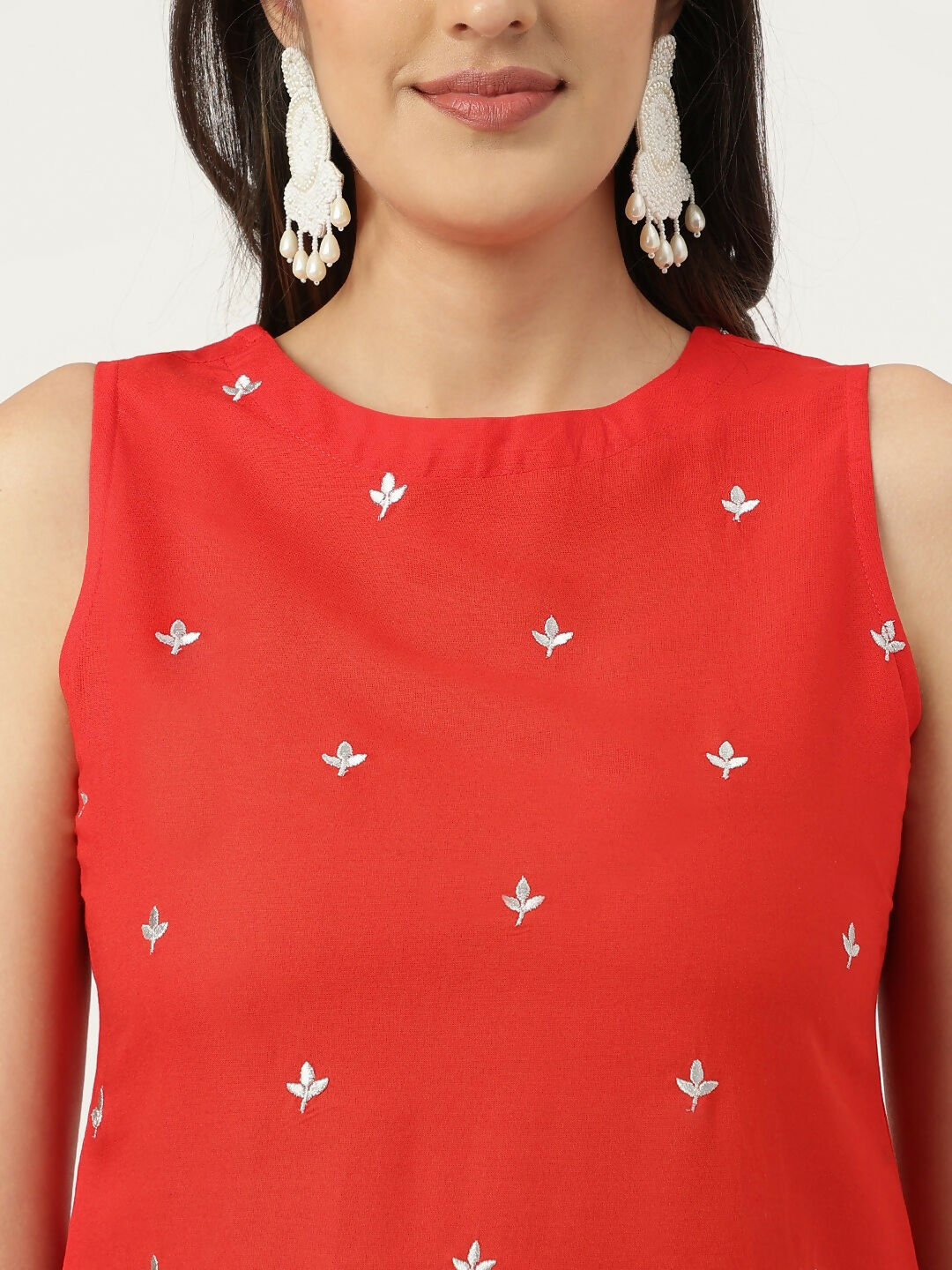 Joban Fashion Red Rayon and Embroidered Work Straight Kurta Bottom Set | Grocsy
