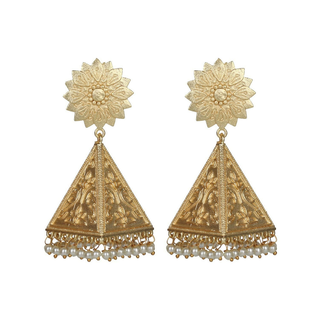 Joban Fashion Women Matte Gold Brass Earrings | Grocsy