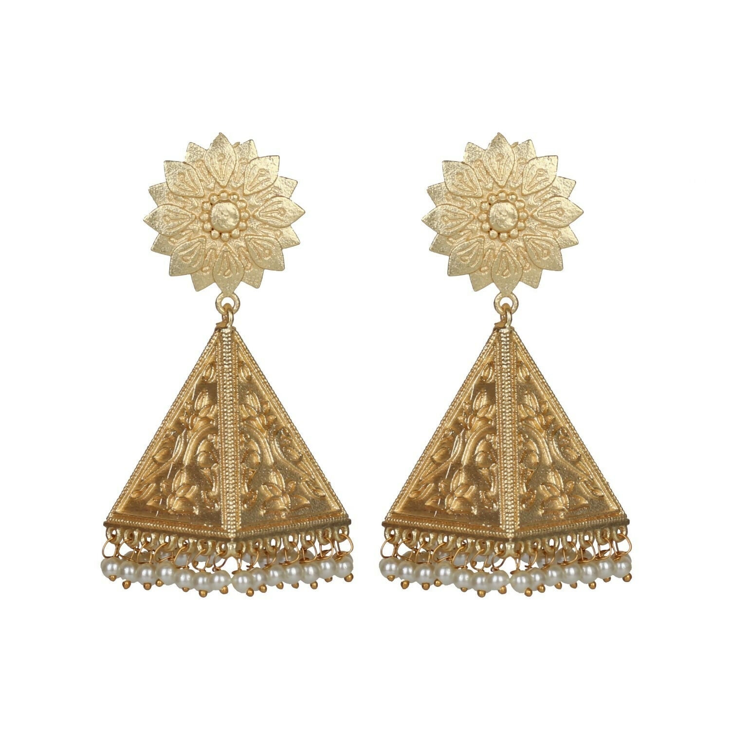 Joban Fashion Women Matte Gold Brass Earrings | Grocsy