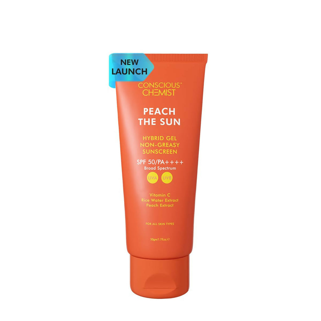 Conscious Chemist Peach The Sun Hybrid Gel Sunscreen SPF 50 PA ++++ | Grocsy