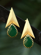 Joban Fashion Women Green Stone Matte Gold Earrings | Grocsy