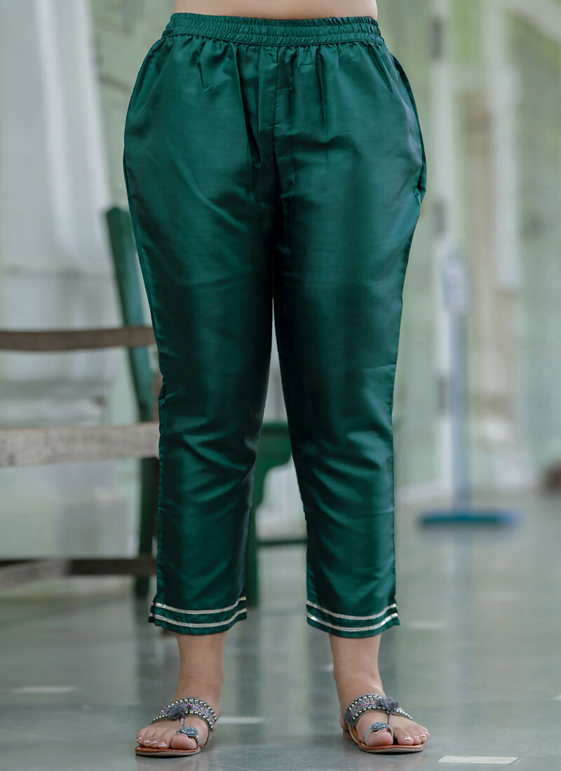 Vellora Green Silk Blend Casual Salwar Suit with Intricate Embroidery | Grocsy