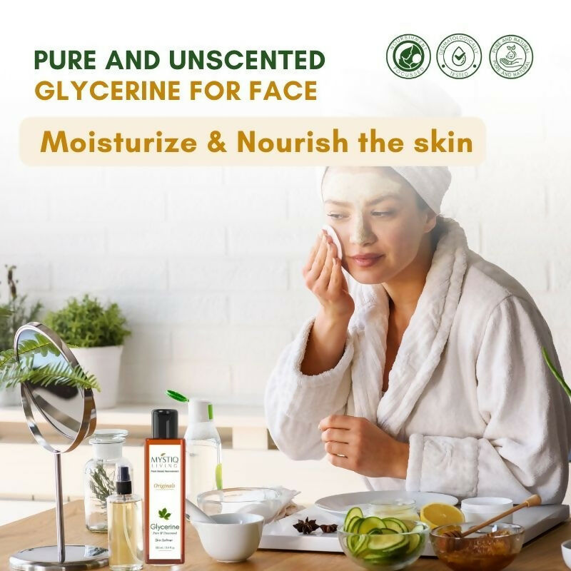 Mystiq Living Glycerine Pure And Unscented Liquid Gel 100% Organic For Face,Skin Care & Hair | Grocsy