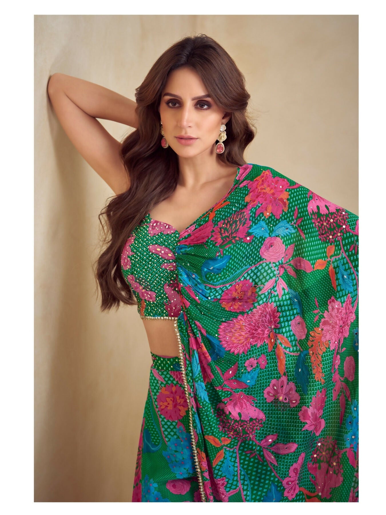 Anaita Dark Green Real Chinon Stitched Suit with Printed & Embroidery hand work | Grocsy