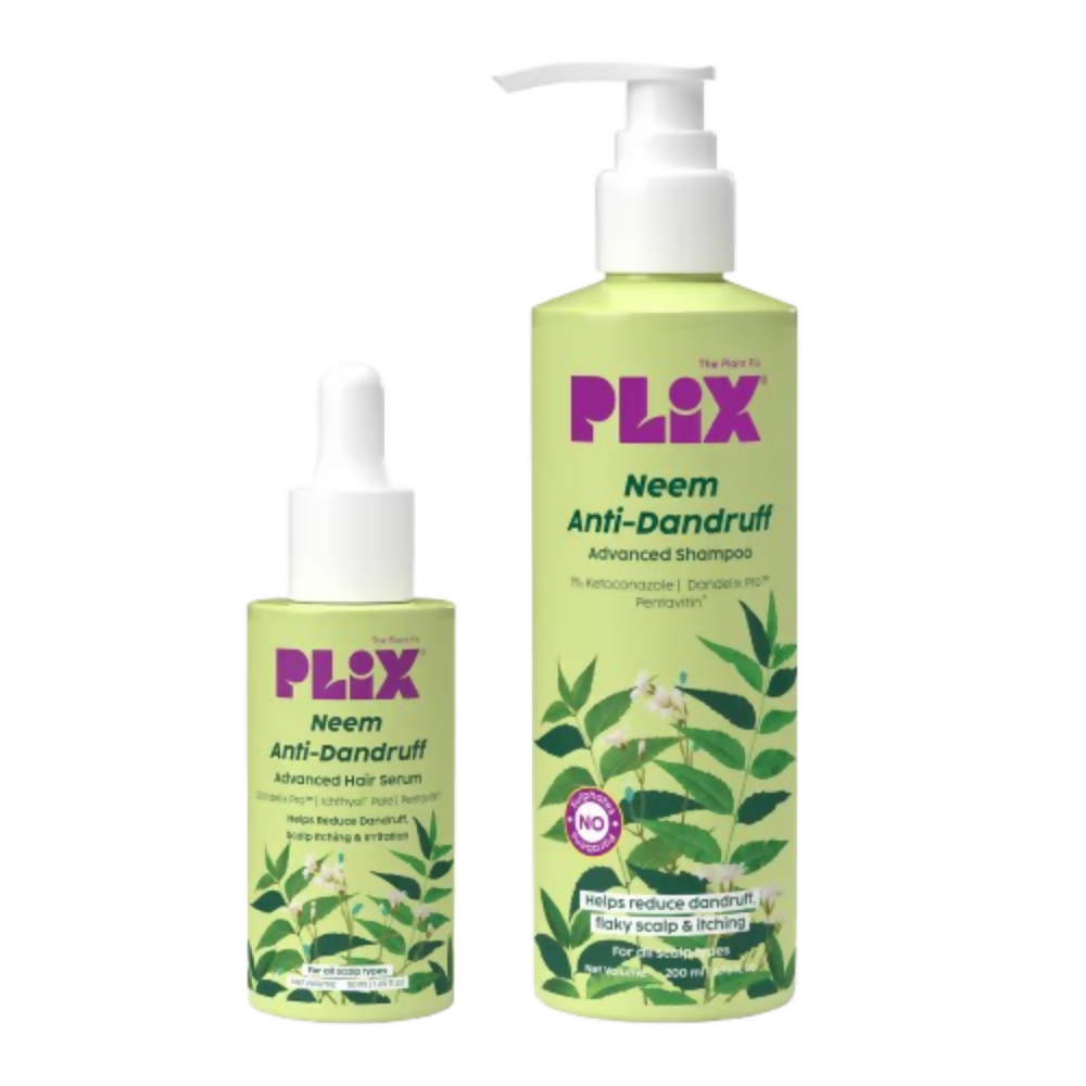 PLIX The Plant Fix Neem Anti-Dandruff Advanced Kit - Shampoo + Serum | Grocsy