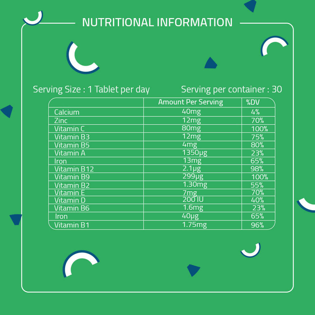Laurik Multivitamin Supplements For Women | Vitamin A, C, D ,E With B Vitamins, Iron, Zinc And Calcium Tablets | Grocsy