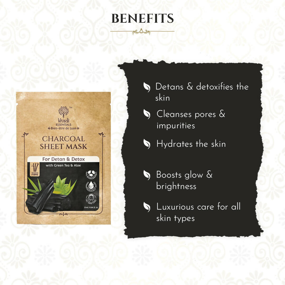 Khadi Essentials Charcoal Serum Sheet Mask | Grocsy