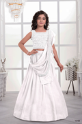 Designer Traditional White Multi Color Embroidery With Beads Work Visitra Silk Lehenga Choli - Anbazaar | Grocsy