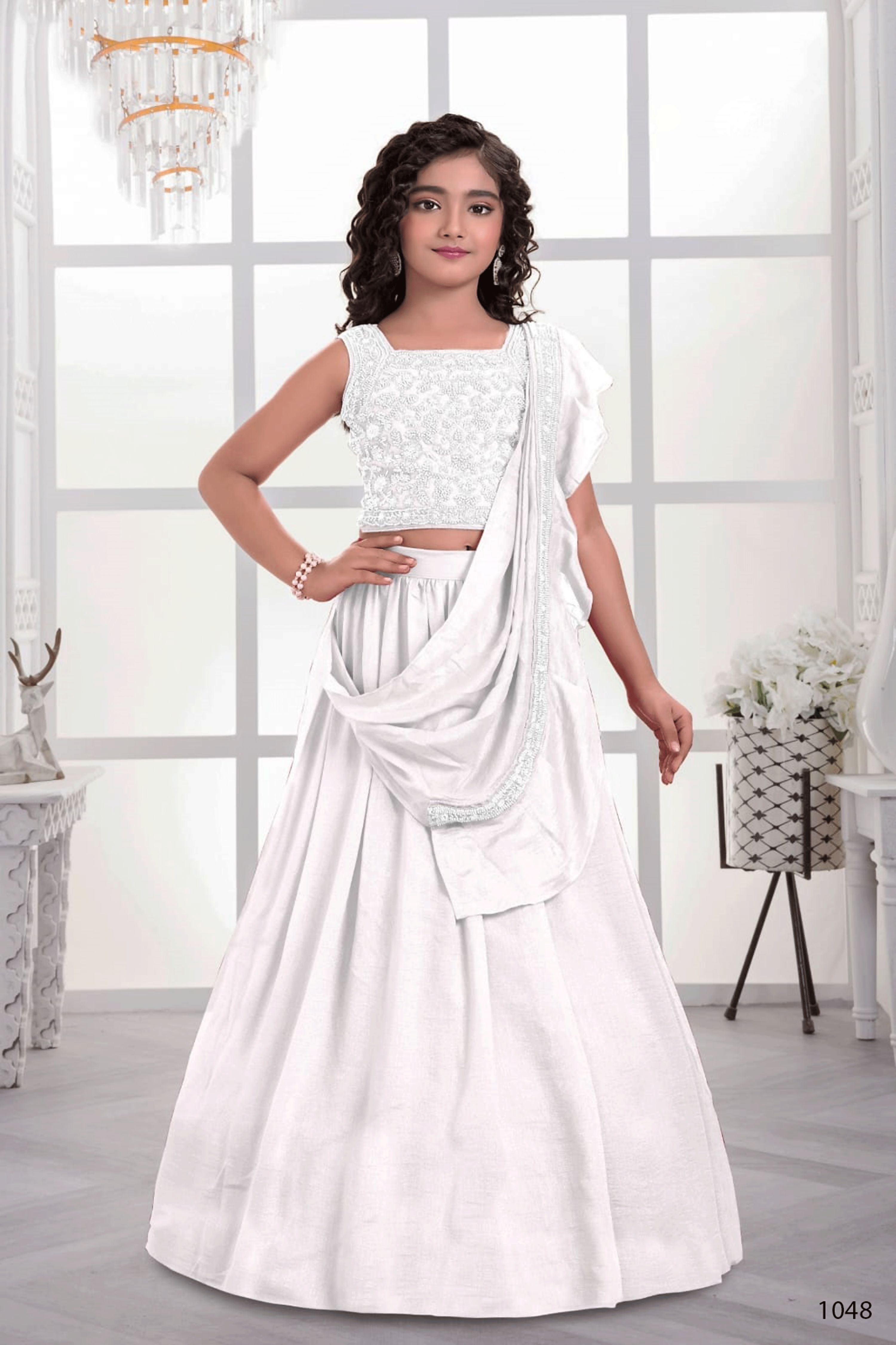 Designer Traditional White Multi Color Embroidery With Beads Work Visitra Silk Lehenga Choli - Anbazaar | Grocsy