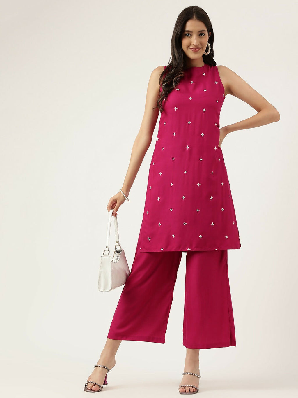 Joban Fashion Pink Rayon and Embroidered Work Straight Kurta Bottom Set | Grocsy