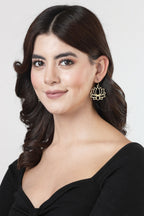 NVR Women Lotus Shaped Gold-Polished Earrings | Grocsy