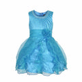 Asmaani Baby Girl's Sky Blue Satin Knee Length Frock (AS-DRESS-22142) | Grocsy
