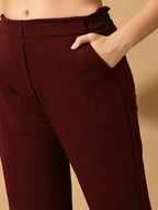 Myshka Women's Violet Straight Fit Party Trouser | Grocsy