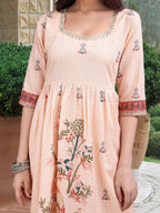 Joban Fashion Peach Position Digital Print With Position Foil Kurta Set | Grocsy