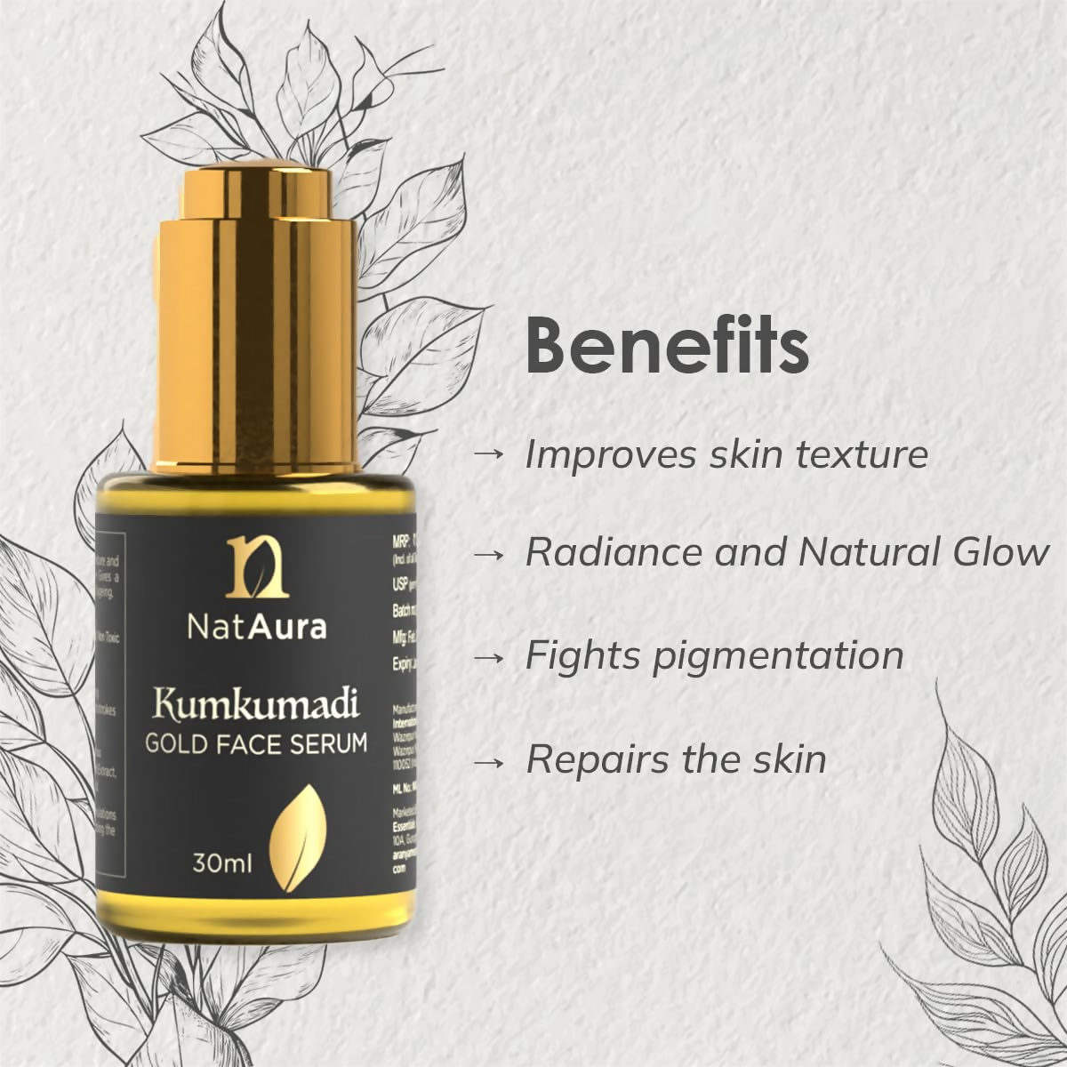 NatAura Kumkumadi Gold Face Serum | Grocsy