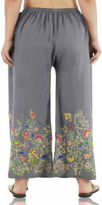 Mominos Fashion Grey Floral Design Palazzo | Grocsy