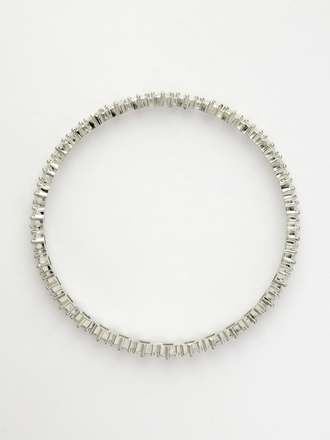 NVR Women's Set of 4 Silver-Plated CZ Stone-Studded Handcrafted Bangles
