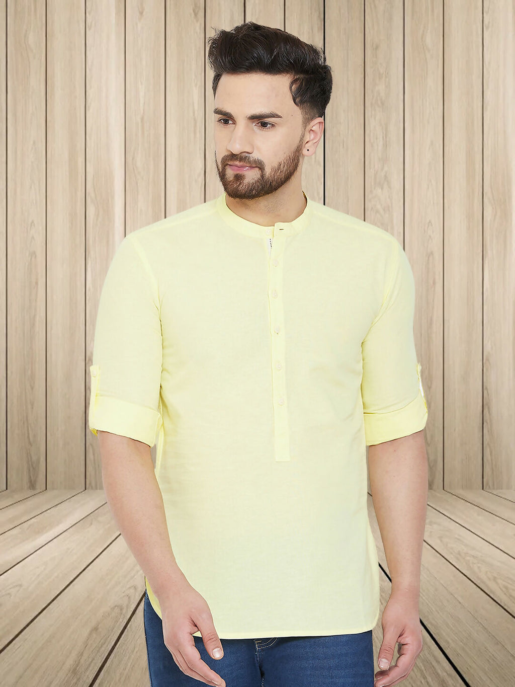 Even Apparels Men's Pure Cotton Yellow Kurta | Grocsy